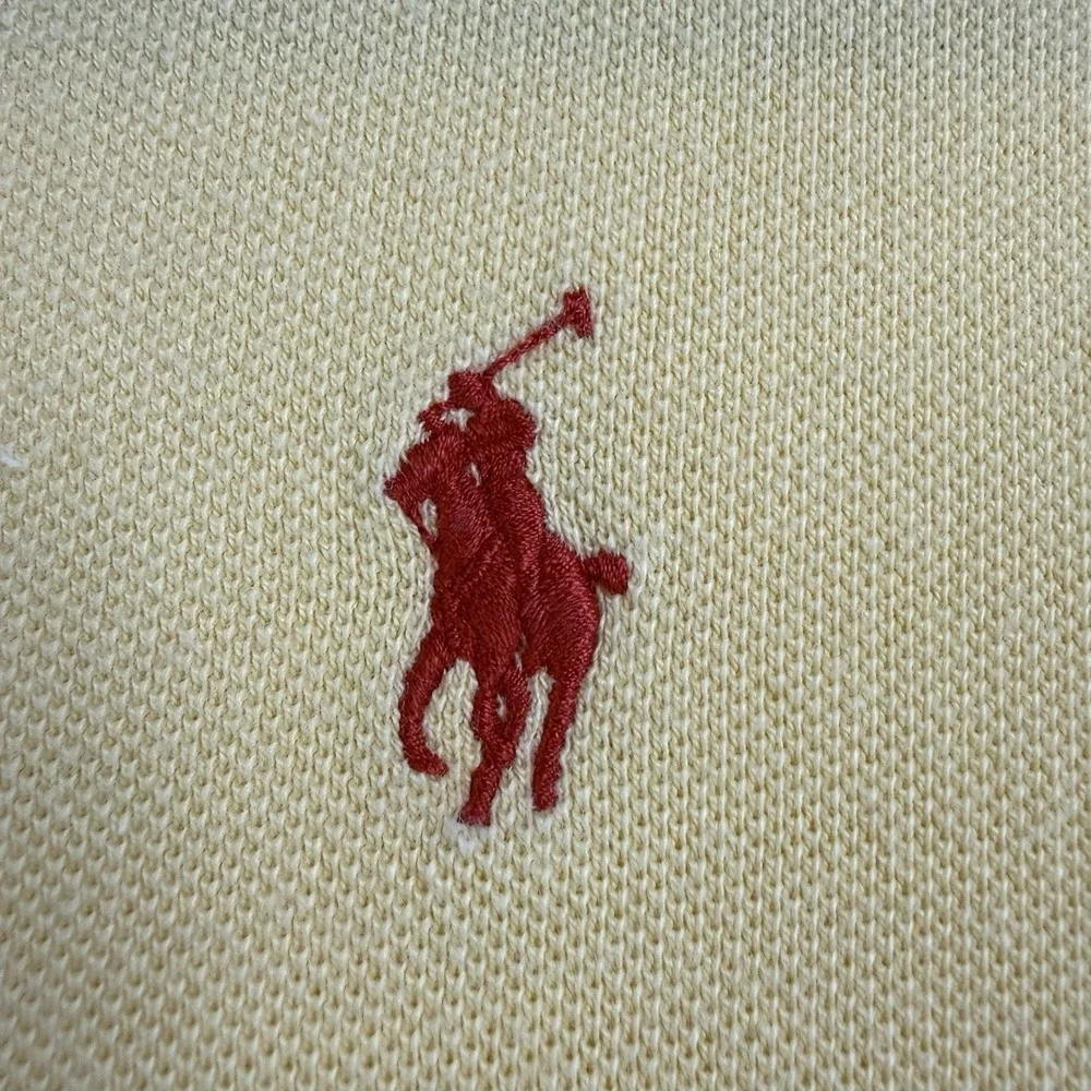 Polo Ralph Lauren Mens L Yellow Navy Stripe Pony 100% Cotton Rugby Polo Shirt